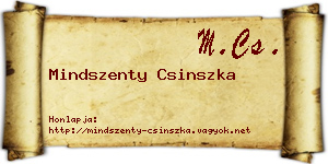 Mindszenty Csinszka névjegykártya
